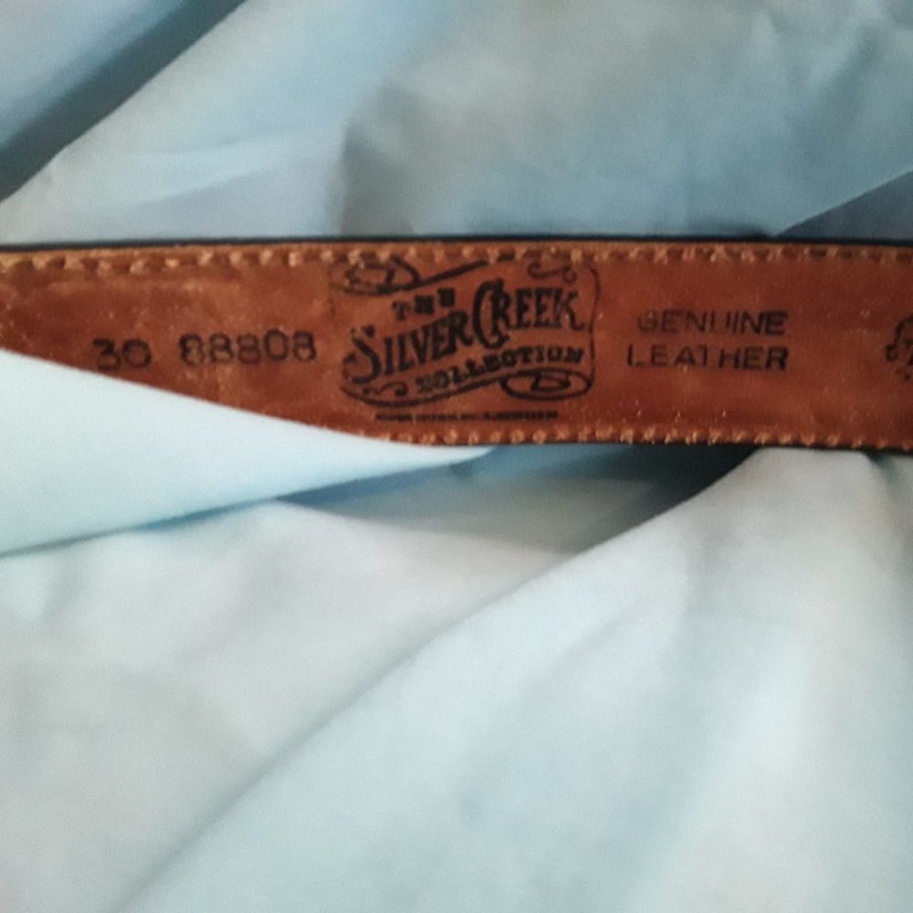 Silver Creek Leather Embossed Brown Belt 30 - Picture 5 of 8